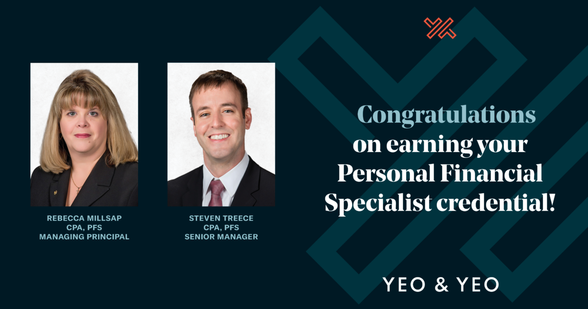 Rebecca Millsap and Steven Treece Earn Personal Financial Specialist Credential